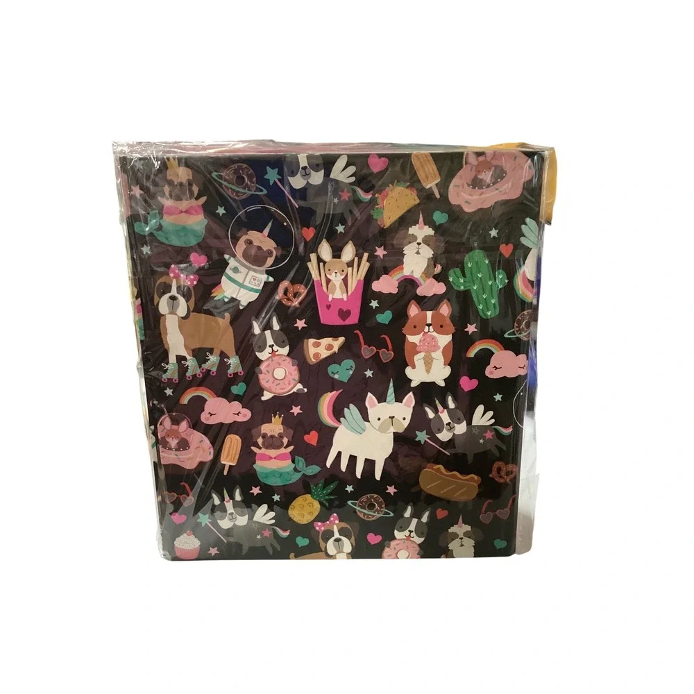 Greenroom 1 Inch Recycled 3 Ring Binder 3 Pack Unicorn‎ Flamingo Dog Prints NEW